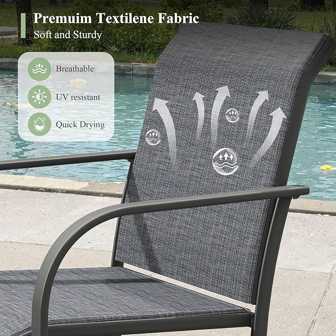 Outdoor Chairs Set of 4, Stackable Patio Dining Chairs - Image 4