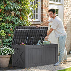Greesum 120 Gallon Deck Box, Resin Outdoor Storage Container, Garden Tools - Image 4