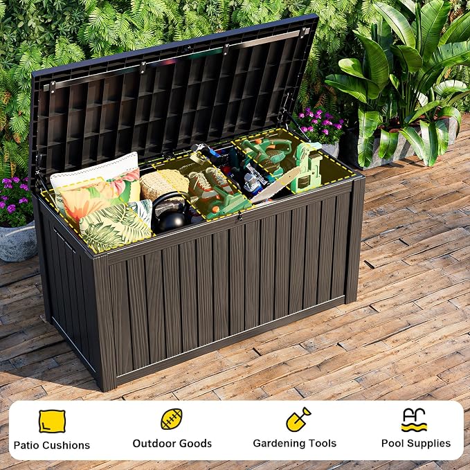 DRATO 180 Gallon Deck Boxes Outdoor Waterproof, Lockable Outdoor Storage Box - Image 7