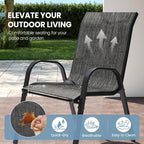 Patio Dining Chairs Set of 6, Outdoor Stackable Dining Chairs High Back - Image 6