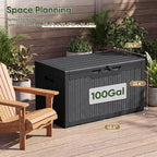 Flamaker Outdoor Storage Box 100 Gallon Waterproof Resin Deck Box | Large - Image 4