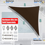Amgo Custom Size 5' x 9' x 10.3' Brown Right Triangle Sun Shade Sail UPF50+ - Image 6