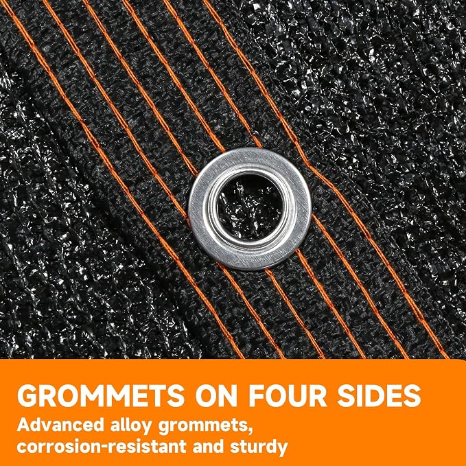 90% Shading Rate 12'x20' Black Shade Cloth, UV Resistant Durable Mesh Tarp - Image 5