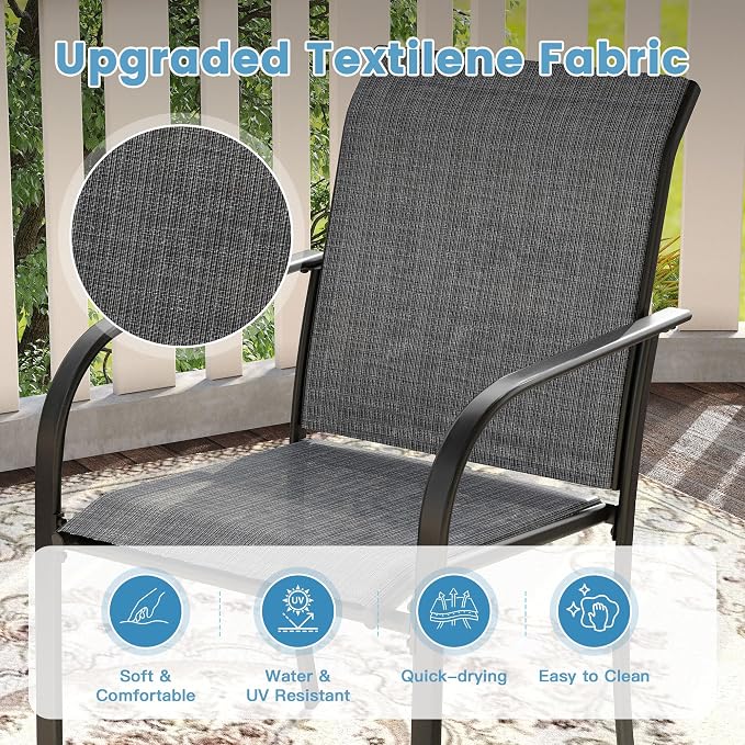 DIFY Patio Dining Chairs Set of 4, Stackable Outdoor Metal Chairs - Image 4