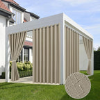 Linen Outdoor Curtains for Patio Waterproof 4 Pcs 110x84 In Taupe | Light by HolidayIdeas