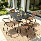 4 Pack Brown Stackable Outdoor Rattan Chairs, All-Weather Patio Seating - Image 2