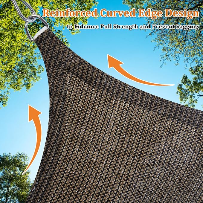 Shade&Beyond Triangle Sun Shade Sail 10'X10'X14' Permeable Canopy Mocha - Image 5