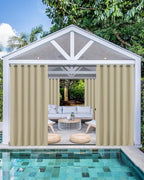 Windproof Outdoor Curtains for Patio Waterproof 4 Pcs 110x95 In Cream | Grommet by HolidayIdeas