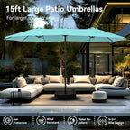 PHI VILLA 15ft Large Outdoor Patio Umbrella - Image 7