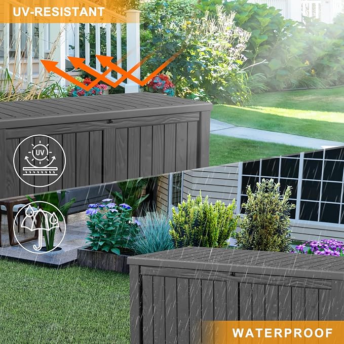 DRATO 150 Gallon Deck Boxes Outdoor Waterproof, Lockable Outdoor Storage Box - Image 4