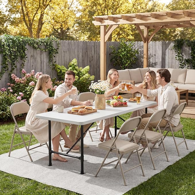 4 Pack Padded Folding Chairs, Portable Metal Foldable Chairs - Image 8