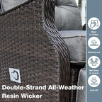 Outdoor Wicker Recliner with Adjustable Back and Footrest, PE Rattan Lounge - Image 6