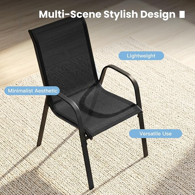 DIFY Patio Chairs Set of 8, Stackable Outdoor Dining Chairs Set - Image 8