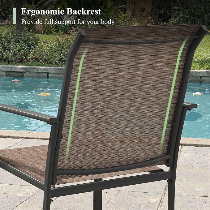 Outdoor Chairs Set of 4, Stackable Patio Dining Chairs - Image 6