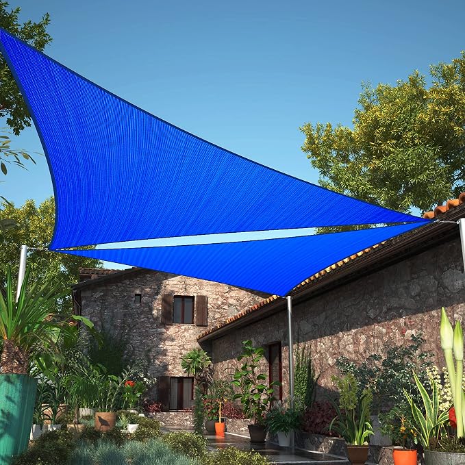 16' x 16' x 22.6' Blue Right Triangle Sun Shade Sail UPF50 SMTAPT12 Canopy by ShadeMart