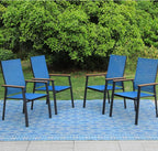 PHI VILLA Outdoor Stackable Dining Chairs Set of 4 w/Aluminum Frame, by PHIVILLA