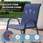 Patio Dining Chairs Set of 6, Outdoor Stacking Chairs, Breathable Seat Fabric - Image 5