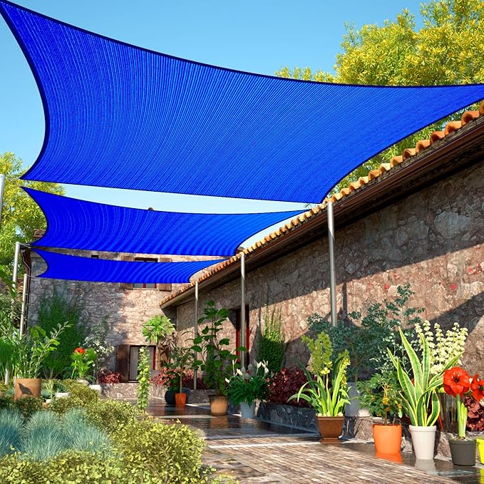 14' x 18' Blue Sun Shade Sail Rectangle SMSLR Canopy Fabric Cloth Screen by ShadeMart