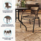EMMA + OLIVER Brown PE Rattan Stackable Patio Dining Chair, Indoor/Outdoor Use - Image 5