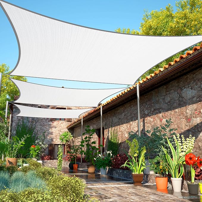 7' x 22' White Sun Shade Sail UPF50 Rectangle smTAPR0816 Canopy Fabric Cloth by ShadeMart