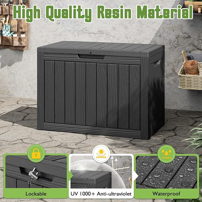 55 Gallon Outdoor Storage Box, All-Weather Resin Deck Box Outdoor Waterproof - Image 3