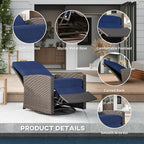 Outsunny Outdoor Wicker Swivel Recliner Chair, - Image 6