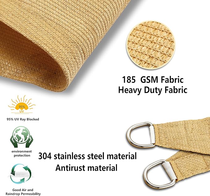 Tronssien Rectangle 6'x10' Sun Shade Sail, 95% UV Blockage Canopy Awning - Image 4