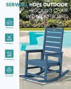 SERWALL Outdoor Rocking Chair Set of 6, Oversized HDPE Rocker, All Weather - Image 4
