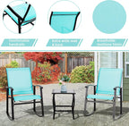 Vongrasig 3 Piece Outdoor Rocking Bistro Set, Textilene Fabric Small Patio - Image 4