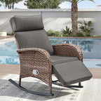 Zero Gravity Patio Rocking Wicker Recliner Chair by JelwalyPatioFurnitureSet