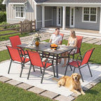 Outdoor Patio Chairs Set of 8 Stackable Dining Chairs All-Weather Textilene - Image 3