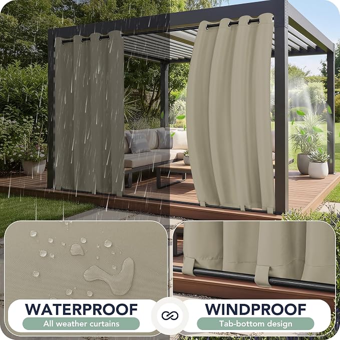 Gazebo Curtains Outdoor Waterproof 6 Panels, Porch Sun Shade | Weatherproof & - Image 2