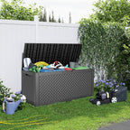 PatioZen 110 Gallon Resin Deck Box, Lockable Patio Outdoor Storage Box - Image 5