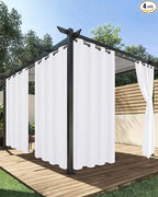 Extra Wide Outdoor Curtains for Patio Waterproof 4 Pcs 110x84 Inch White | by HolidayIdeas
