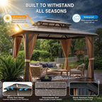 GAOMON 10x12ft Gazebo, Hardtop Outdoor Canopy Aluminum Frame Permanent Gazebo - Image 2