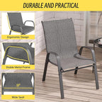 Patio Chairs Set of 4, Stackable Outdoor Dining Chairs Set - Image 4