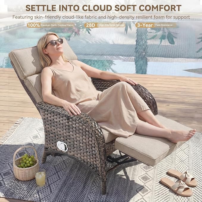 Zero Gravity Wicker Patio Recliner Chairs Set of 2 - Image 3