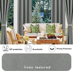 Linen Outdoor Curtains for Patio Waterproof 4 Pcs 54x95 In Light Grey | Light - Image 3