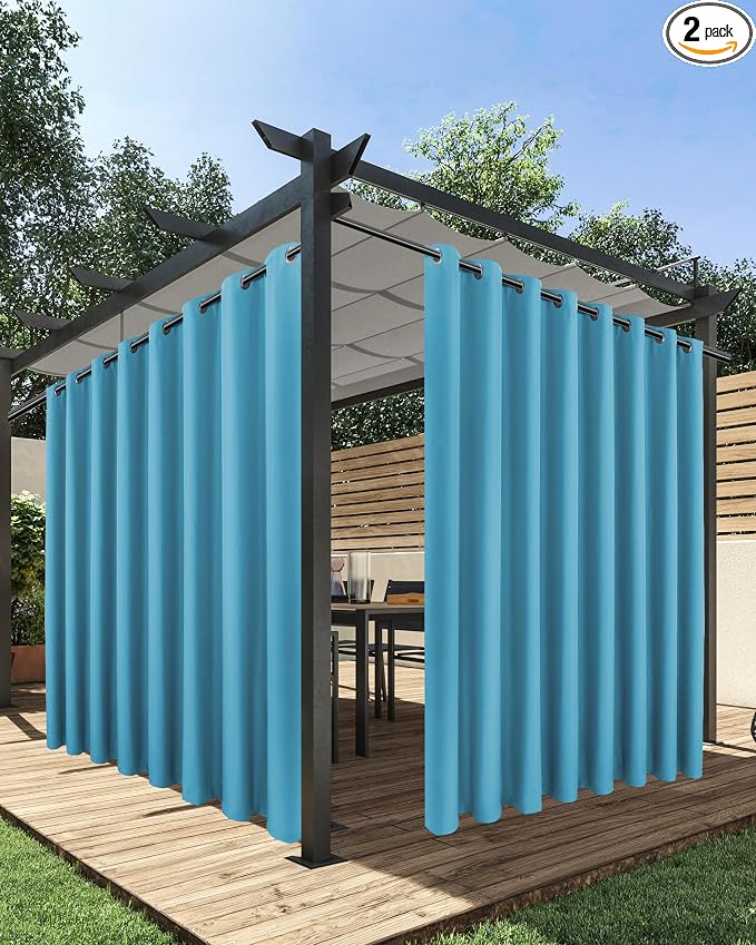 Extra Wide Outdoor Curtains for Patio Waterproof 2 Pcs 110x95 Inch Teal | by HolidayIdeas