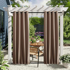 NICETOWN 2 Panels Windproof Blackout Outdoor Curtains W46xL80 Tan | Waterproof - Image 2