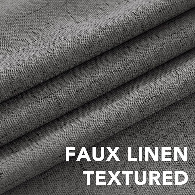 H.VERSAILTEX Primitive Linen Curtains 100% Blackout Curtain Drapes Burlap - Image 4