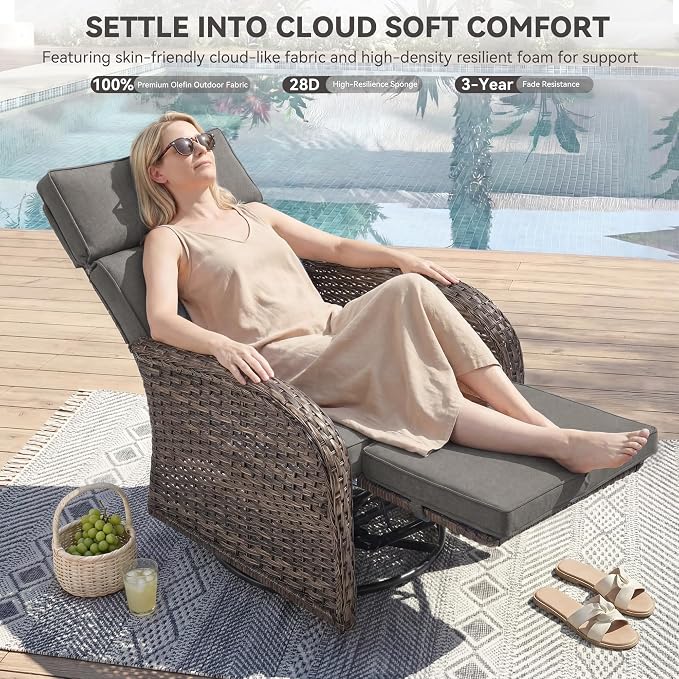 3 Pieces Zero Gravity Patio Swivel Recliner Chairs Set of 2 - Image 5