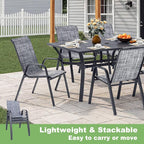 Outdoor Patio Chairs Set of 4 Stackable Dining Chairs All-Weather Textilene - Image 6