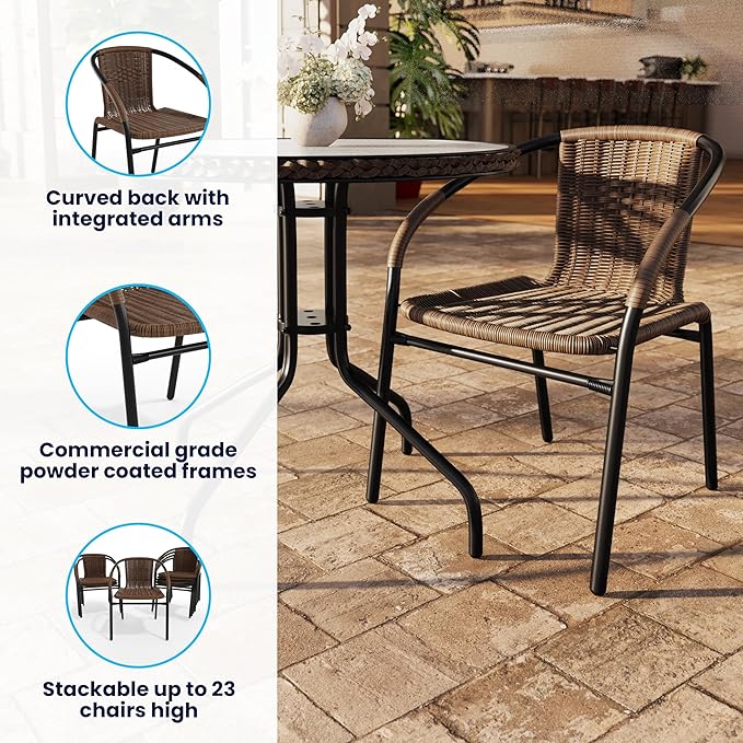 Flash Furniture Lila Modern Rattan Indoor/Outdoor Stackable Dining Chairs - Image 6