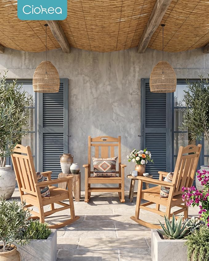 Oversized Outdoor Rocking Chairs Set of 3, 380lbs Heavy-Duty Large Patio Rocker - Image 5