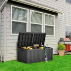 Outdoor Storage Box, 180 Gallon Waterproof Deck Box, Piston-Lift Tall Standing - Image 2