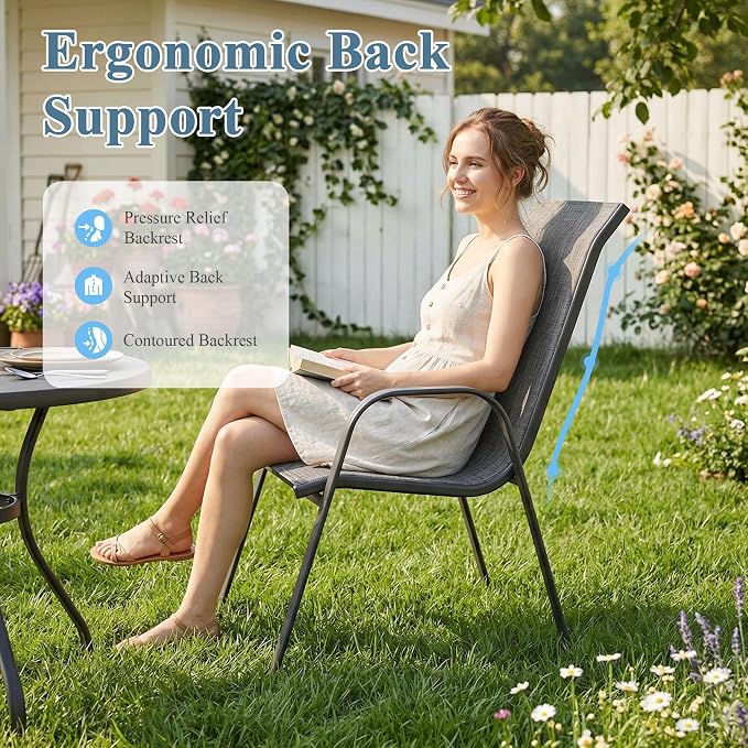 DIFY Patio Chairs Set of 4, Stackable Outdoor Dining Chairs Set - Image 7