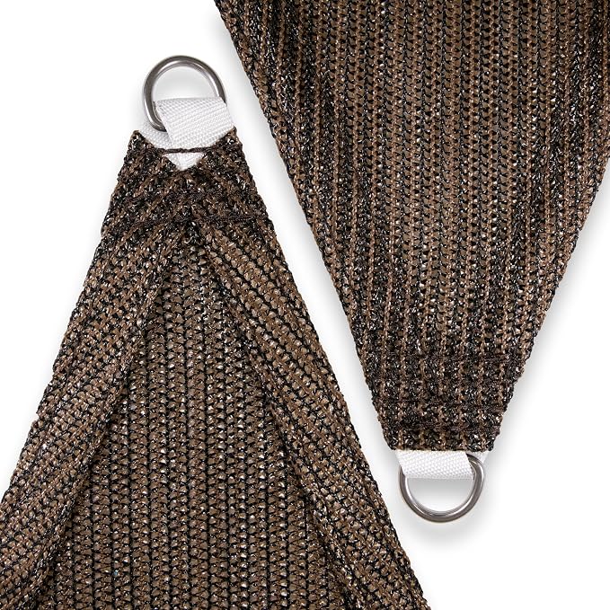 Amgo Custom Size 13' x 16' x 20.6' Brown Right Triangle Sun Shade Sail UPF50+ - Image 8