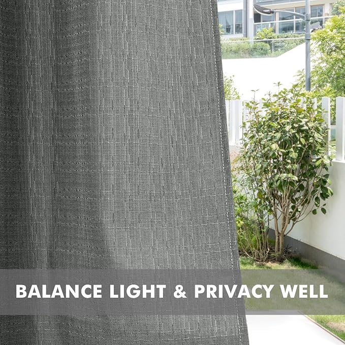 Linen Outdoor Curtains for Patio Waterproof 4 Pcs 54x95 In Light Grey | Light - Image 5