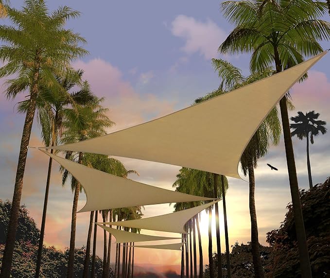 Amgo Custom Size 8' x 8' x 8' Sand Beige Triangle Sun Shade Sail UPF50+ AGTAPT10 by Amgo